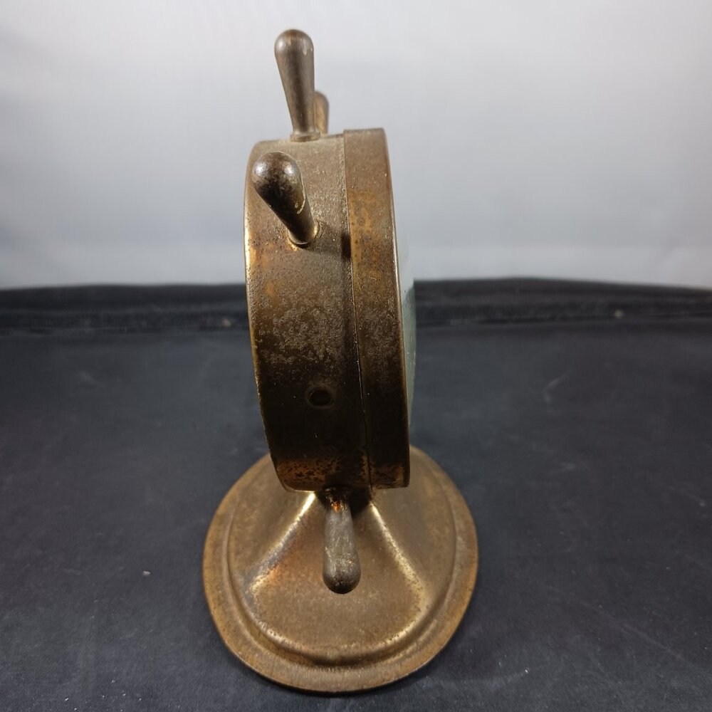 Vintage 50's Brass Ship Wheel Thermometer Williams Insulation Co - Picture 3 of 11